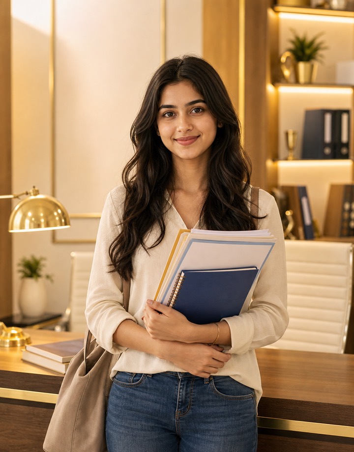 Linga Academy student with notebook